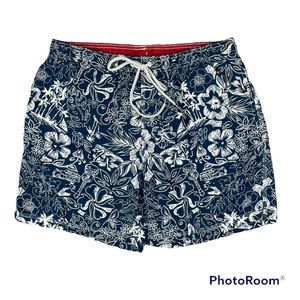 CARIBBEAN JOE MENS BLUE HAWAIIAN TROPICAL SWIM BOARD SHORTS SIZE LARGE